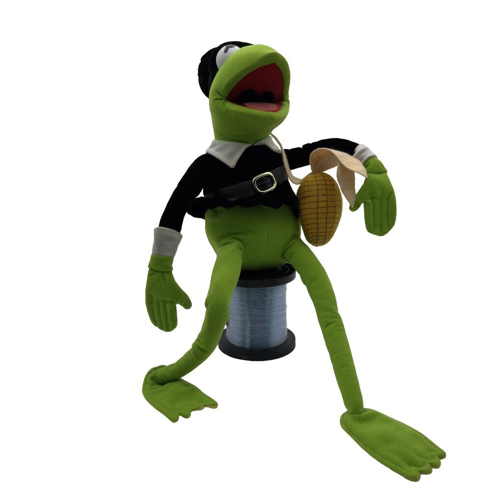 Vintage Jim Henson “Chelsea” Kermit Frog Plush Puppet 20″ Green Soft Toy Sampler